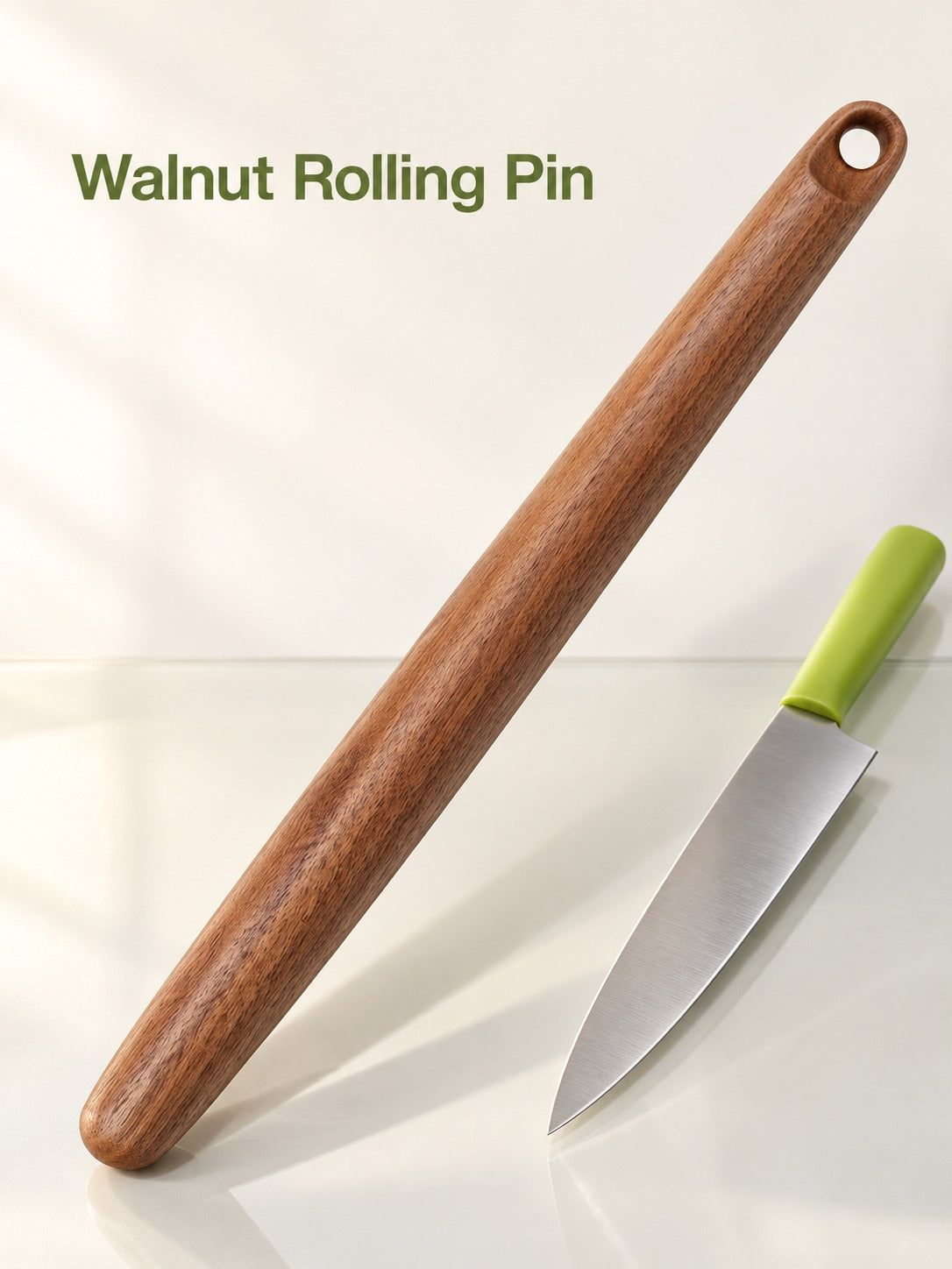 Solid Black Walnut Rolling Pin for Dough and Dumplings