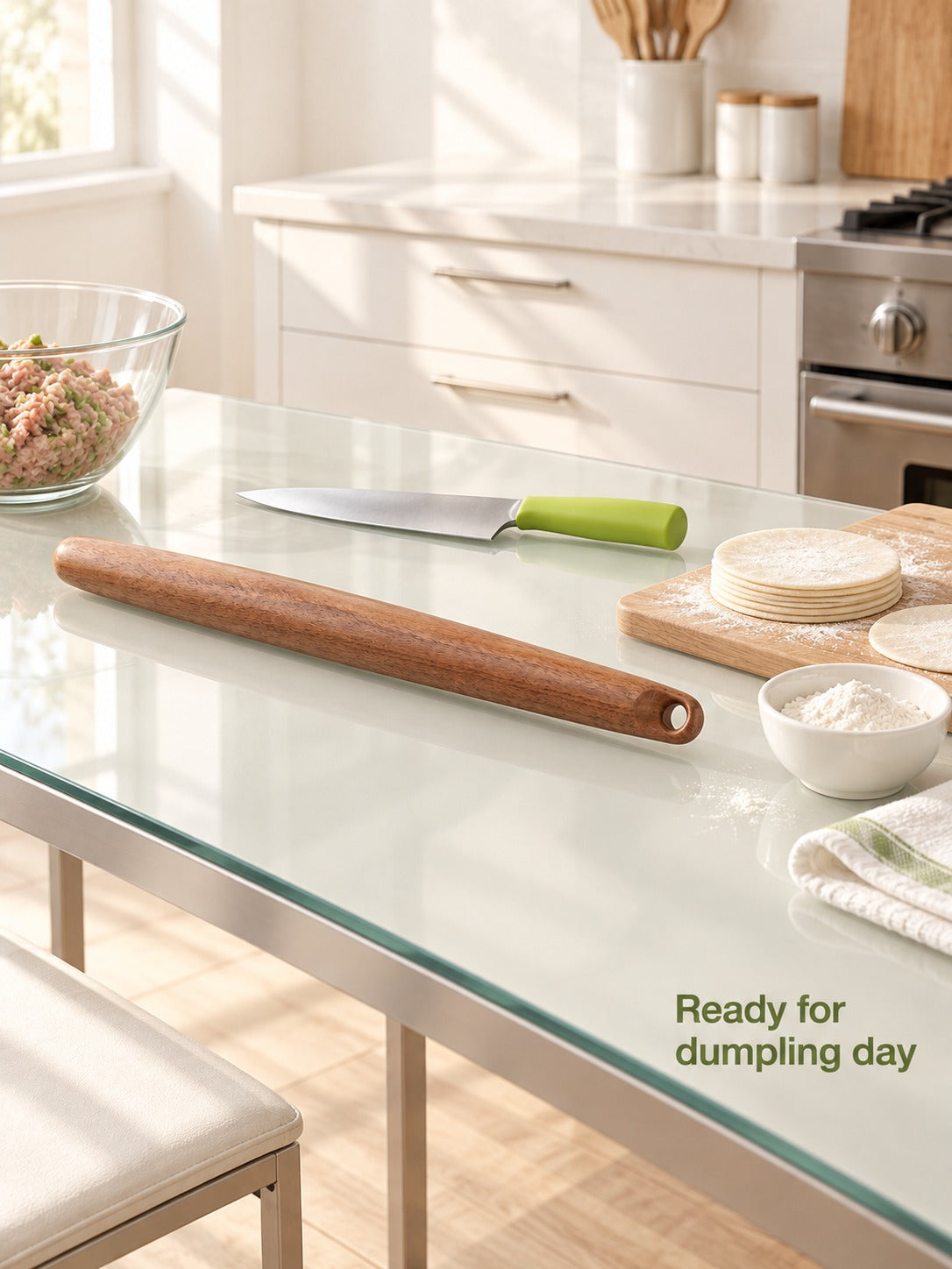 Solid Black Walnut Rolling Pin for Dough and Dumplings