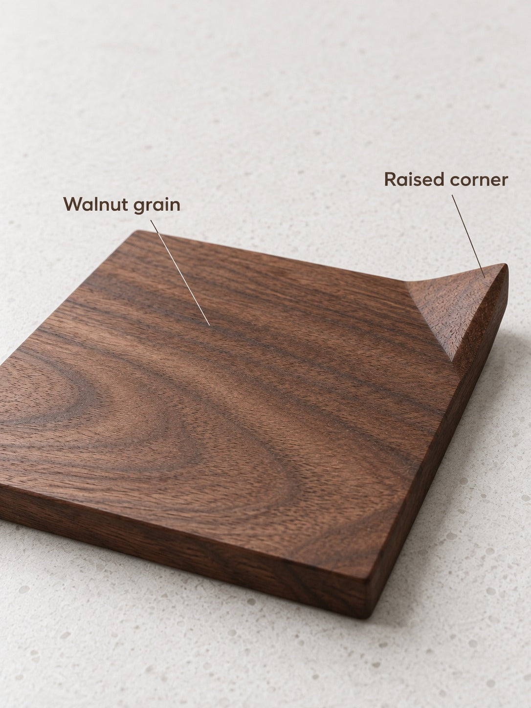 Solid Black Walnut Tea Coaster with Raised Corner Lip