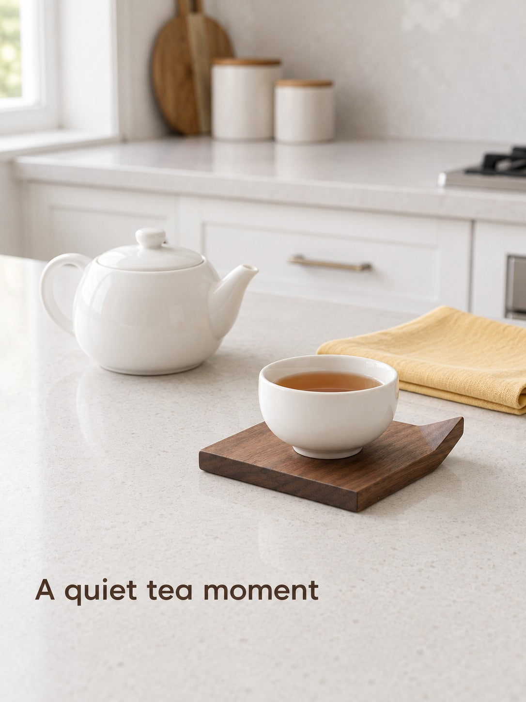 Solid Black Walnut Tea Coaster with Raised Corner Lip