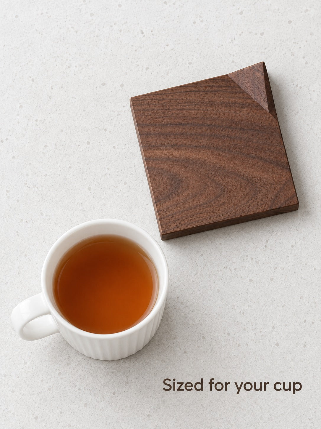 Solid Black Walnut Tea Coaster with Raised Corner Lip