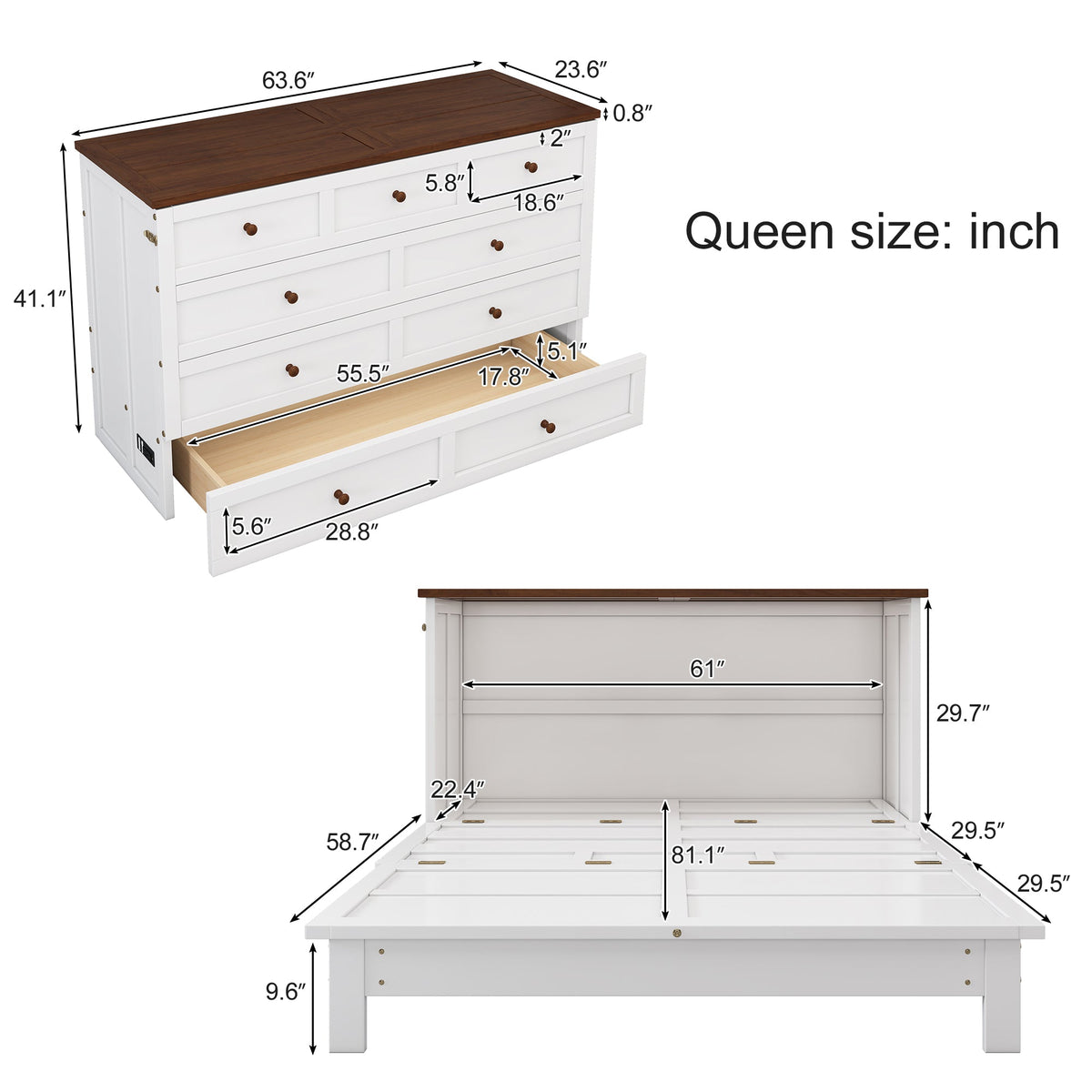 Queen Murphy Bed Chest for Small Rooms & Offices