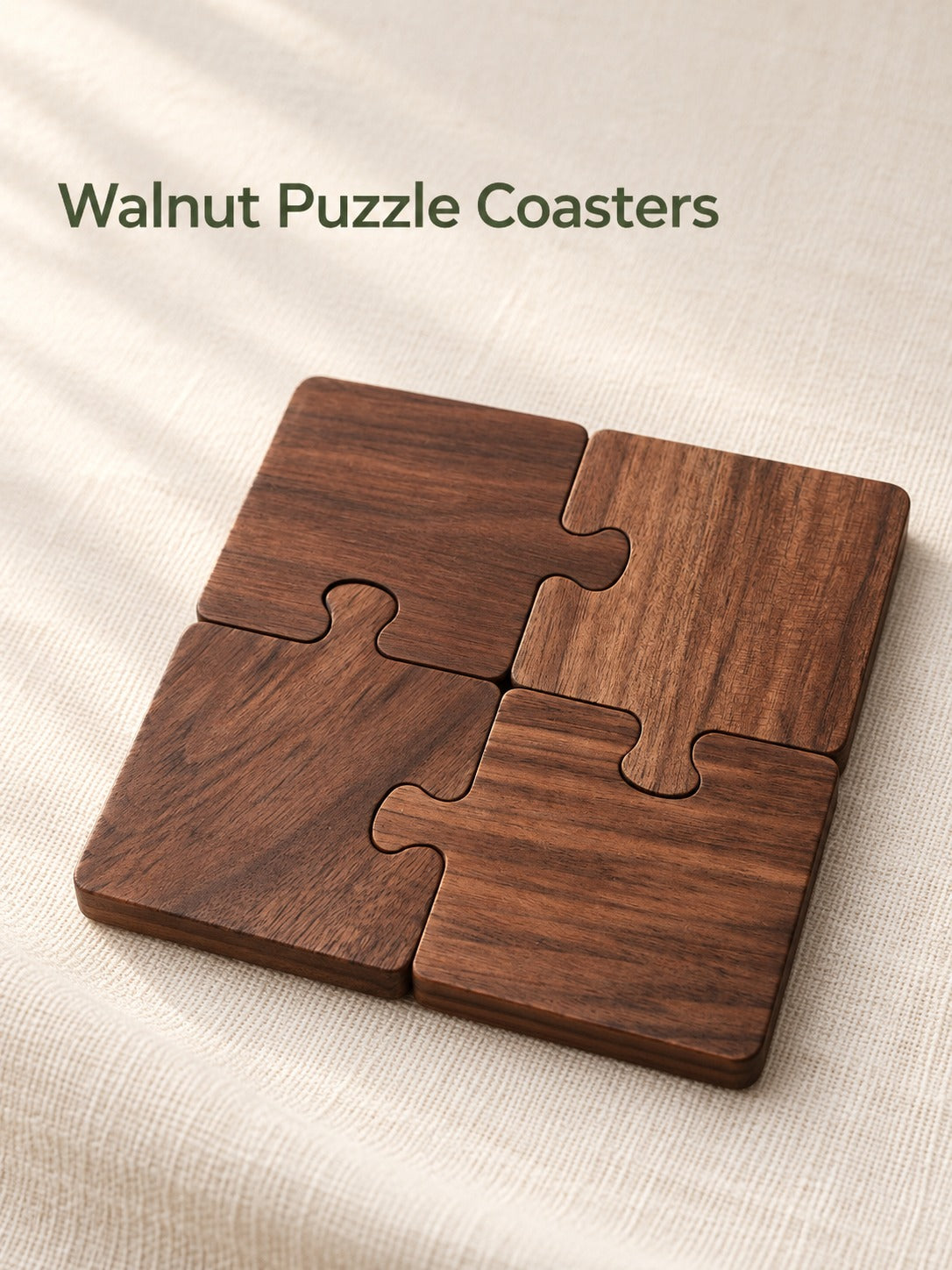 Solid Walnut Puzzle Coasters That Protect Your Tea Table