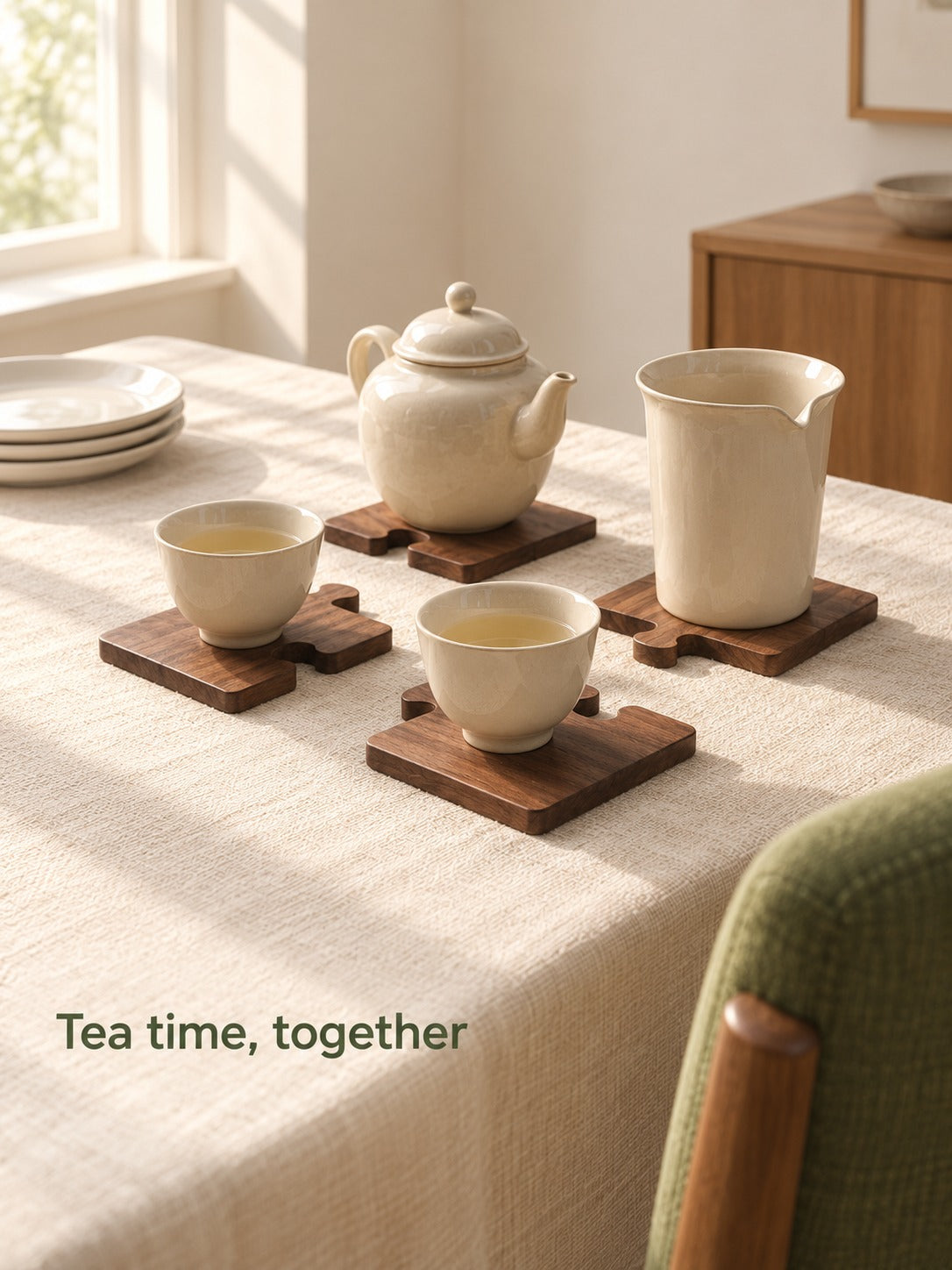 Solid Walnut Puzzle Coasters That Protect Your Tea Table