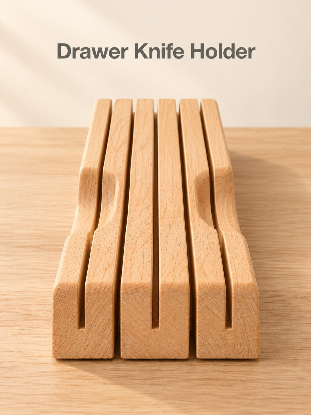 Solid Wood Drawer Knife Holder for Kitchen Storage