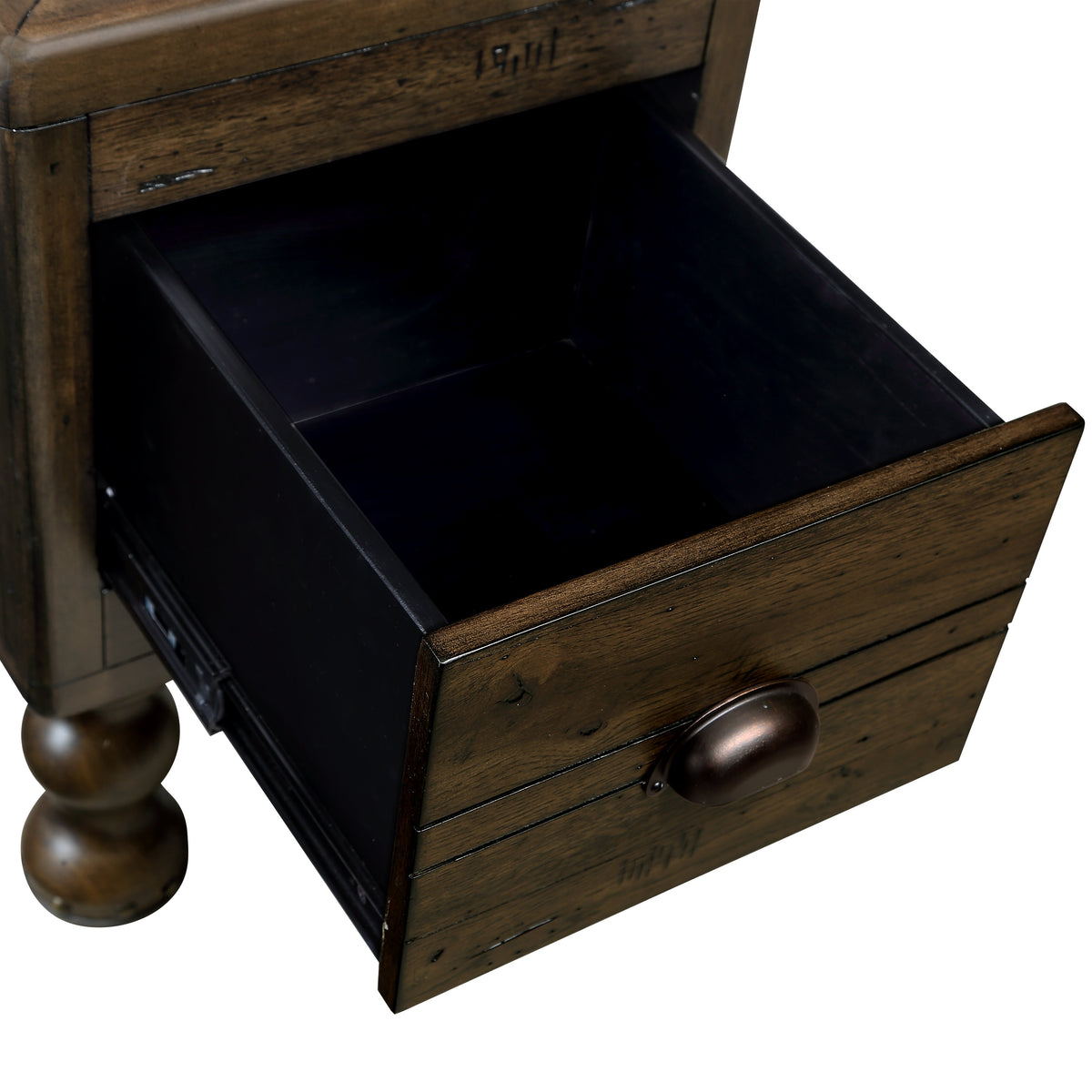 Slim Solid Wood End Table with Drawer, Espresso