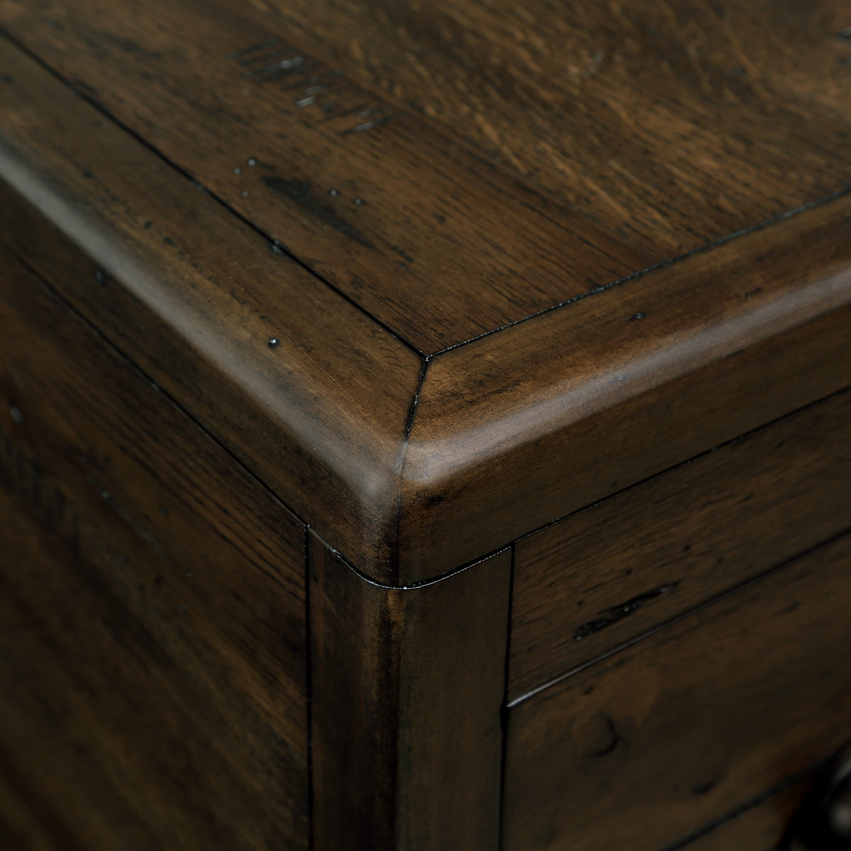 Slim Solid Wood End Table with Drawer, Espresso
