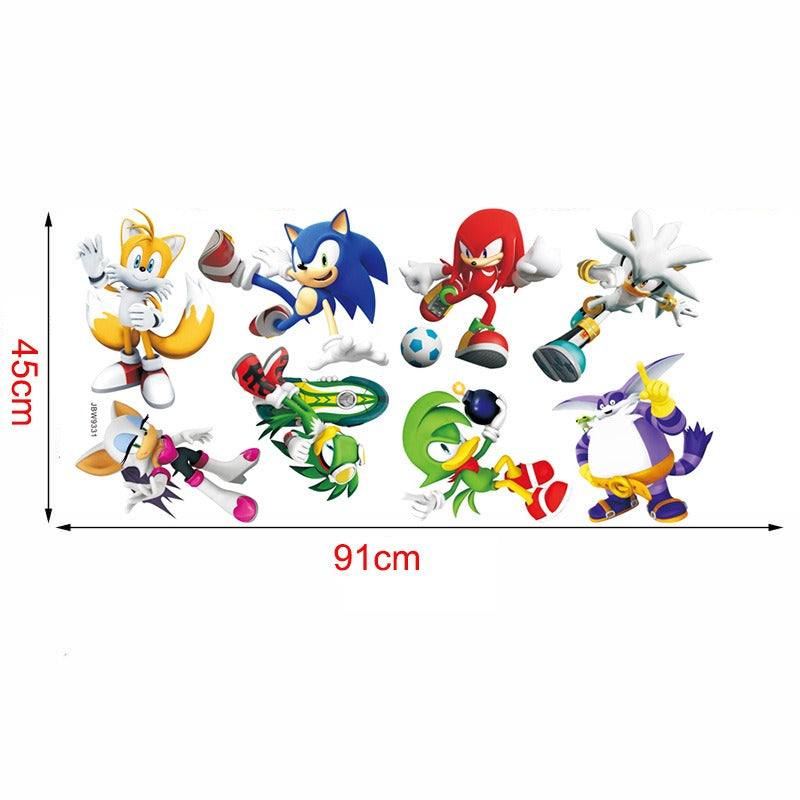 Sonic Kids Room Wall Stickers with 3D Cracked-Wall Look