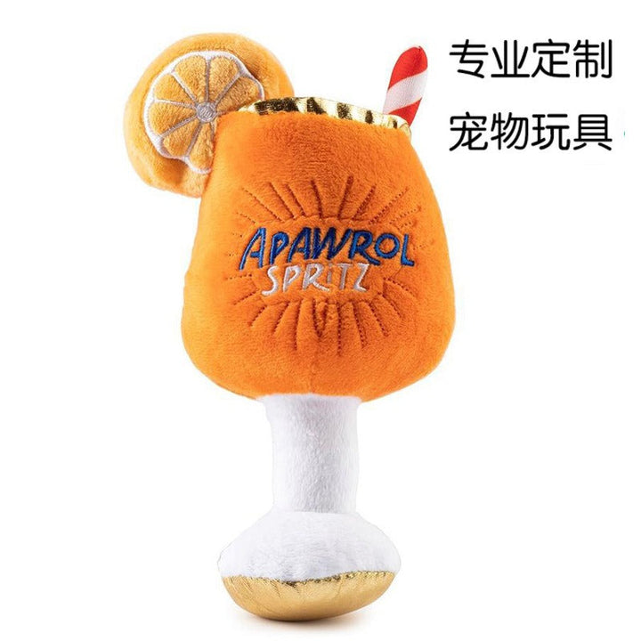 Soundmaking Wine Glass Plush Toy for Engaging Pet Play