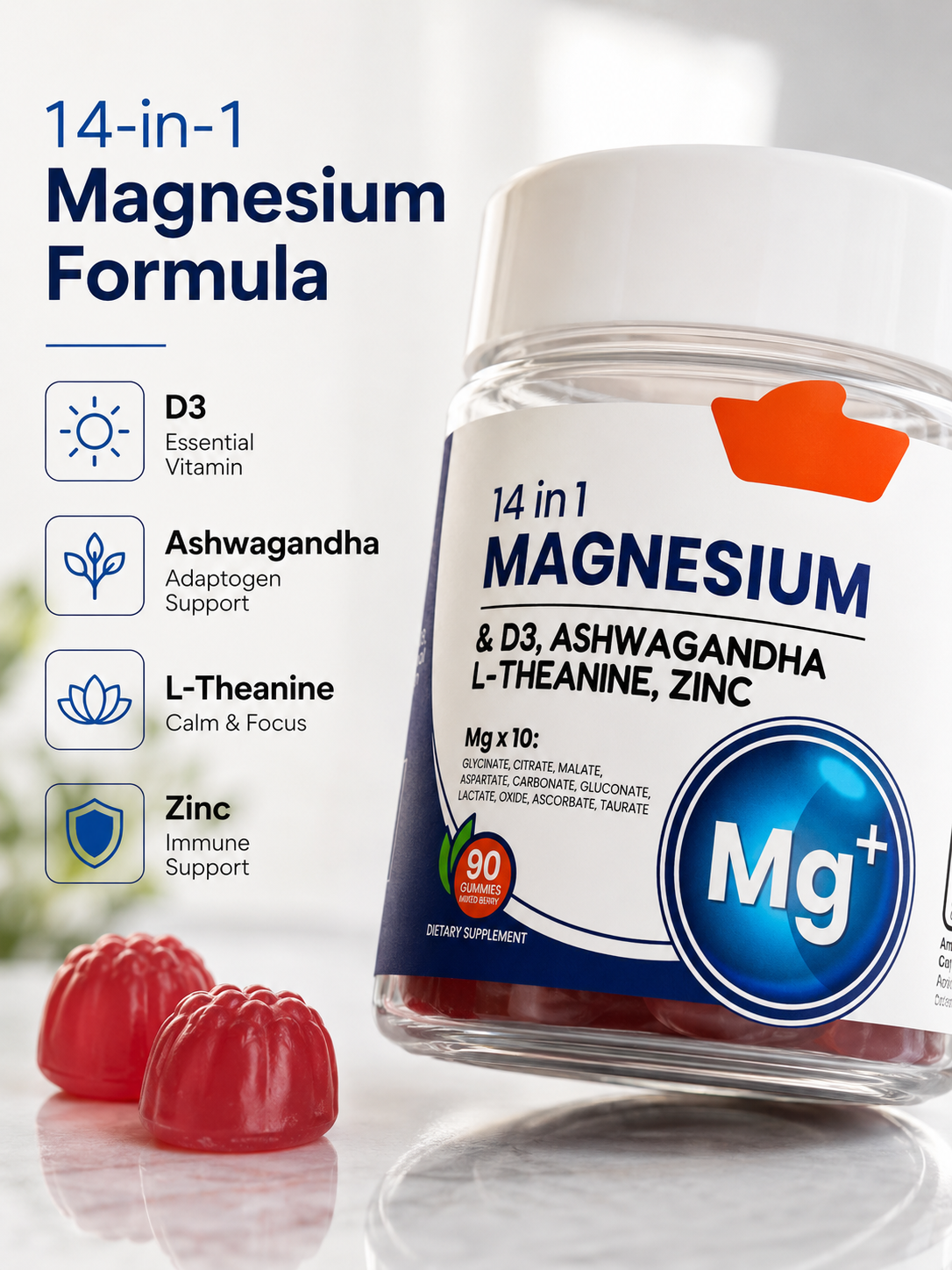 14-in-1 Magnesium Soft Candy — Ashwagandha & D3 for Calm & Sleep