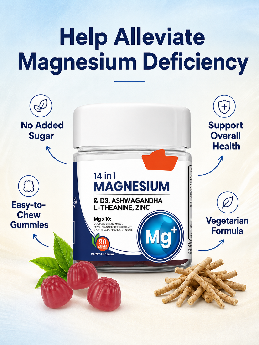 14-in-1 Magnesium Soft Candy — Ashwagandha & D3 for Calm & Sleep