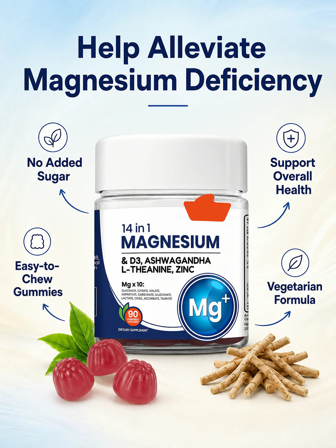 14-in-1 Magnesium Soft Candy — Ashwagandha & D3 for Calm & Sleep