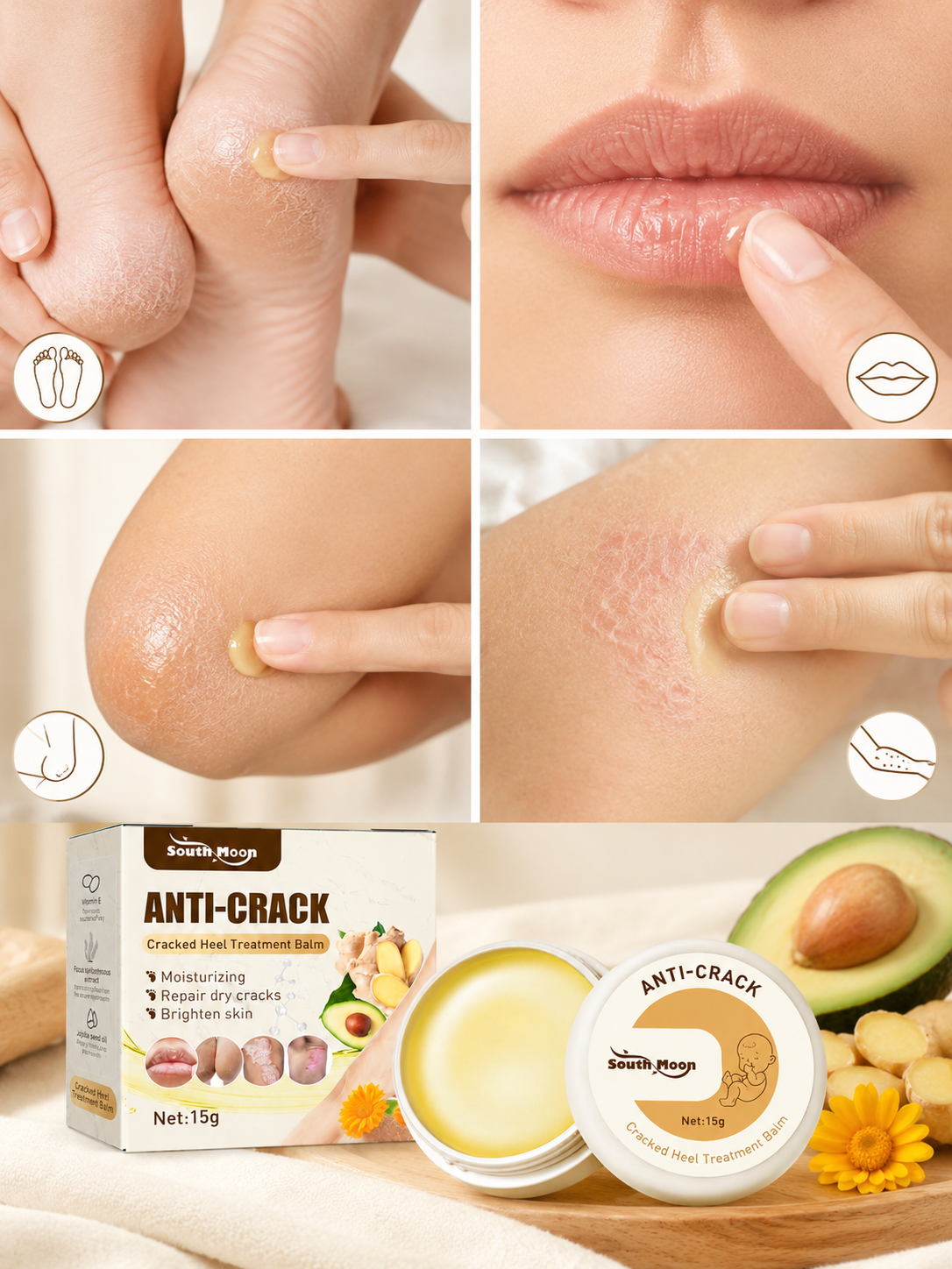 South Moon Cracked Heel Repair Balm — Natural 15g