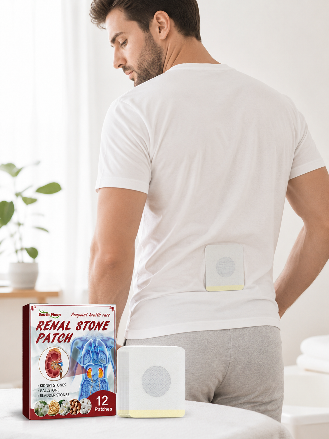 Herbal Kidney Stone Relief Patch — 12 Breathable Acupoint Patches