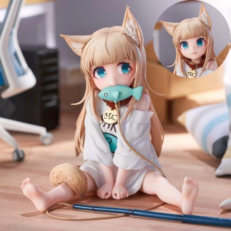 Cat Girl Anime Figure With Playful Fish Accessory