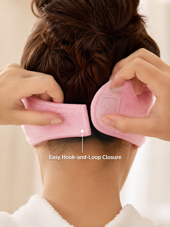 Wide Terry Spa Headband — Velcro Closure, 3 Colors