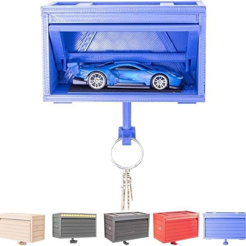 Wooden Wall Key Holder with Automatic Garage Door for Entryway