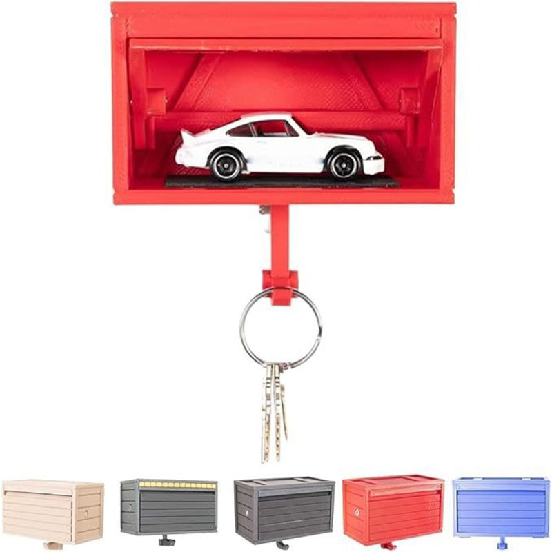 Wooden Wall Key Holder with Automatic Garage Door for Entryway