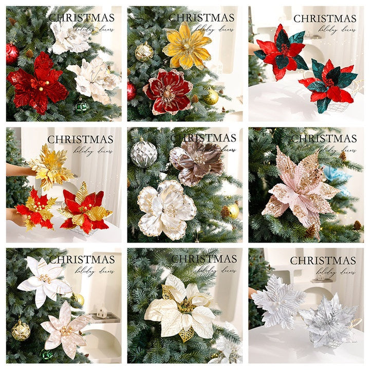 Artificial Christmas Flowers for Sparkling Holiday Decor