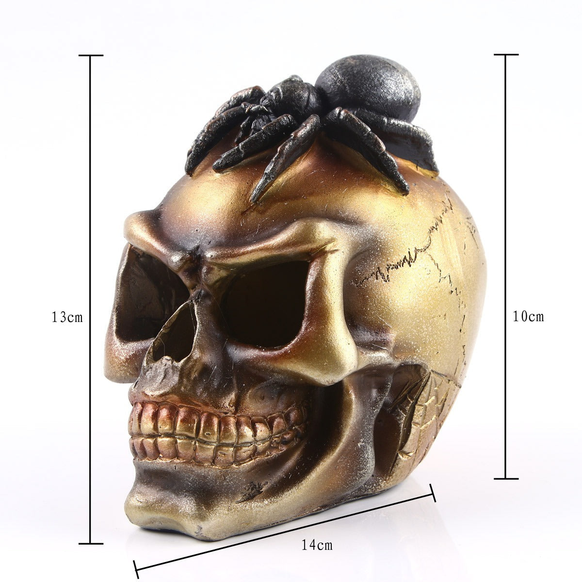 Spider Skull Home Decor – Gothic Shelf Centerpiece