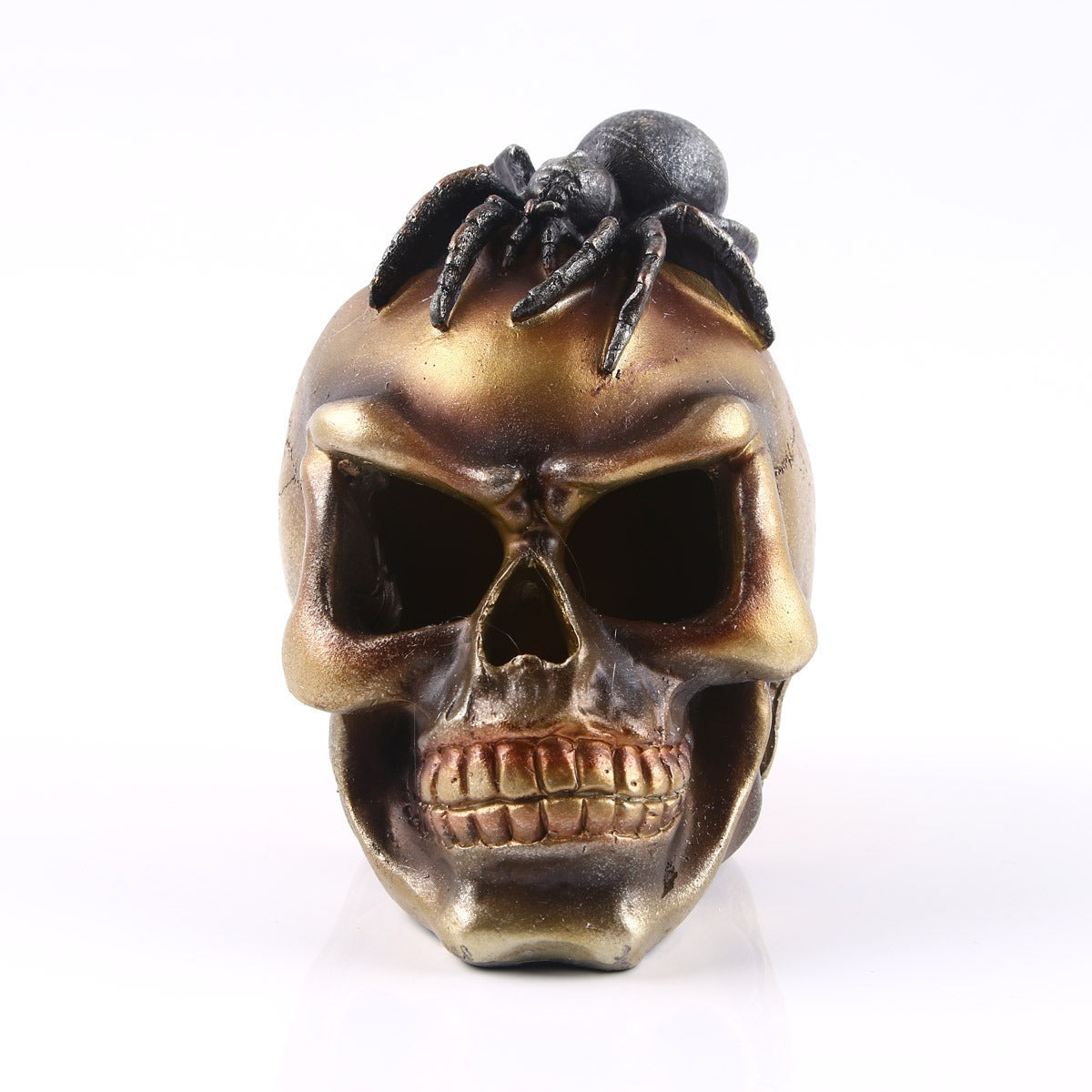 Spider Skull Home Decor – Gothic Shelf Centerpiece