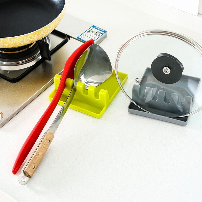 Silicone Spoon Rest with Drip Tray for Stovetop Use