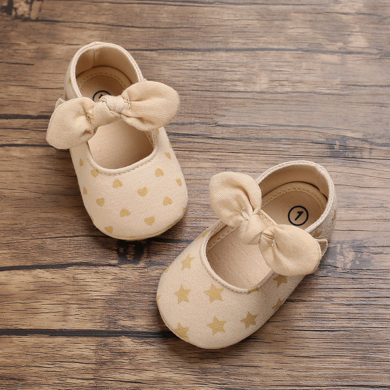 Soft Baby Shoes With Breathable Rubber Soles & Bows