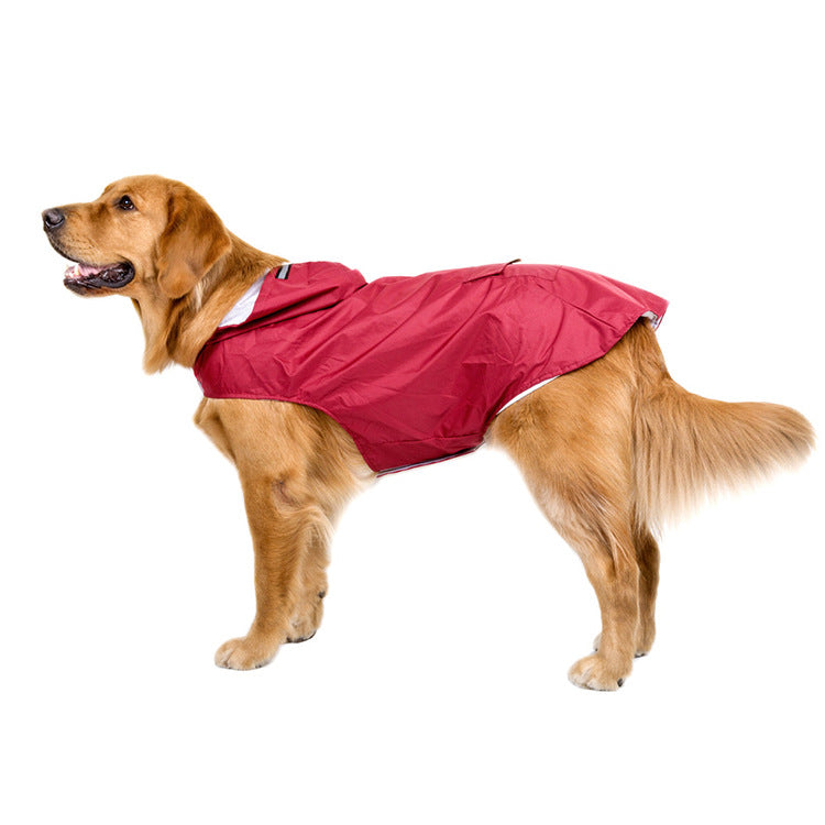 Large Dog Raincoat – Reflective Waterproof Hooded Coat