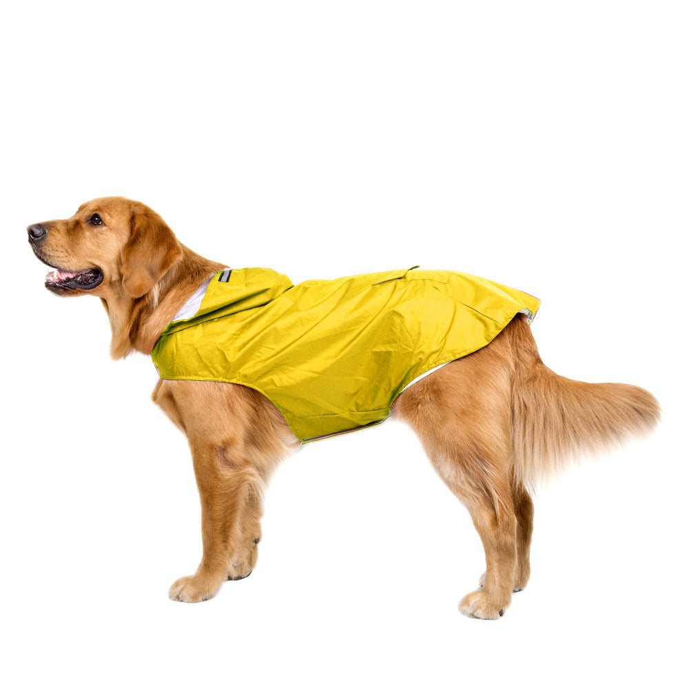 Large Dog Raincoat – Reflective Waterproof Hooded Coat