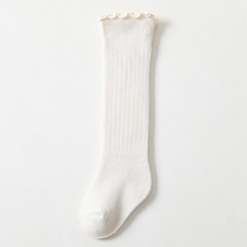 Children's Knee-High Socks With Loose Ruffled Cuffs