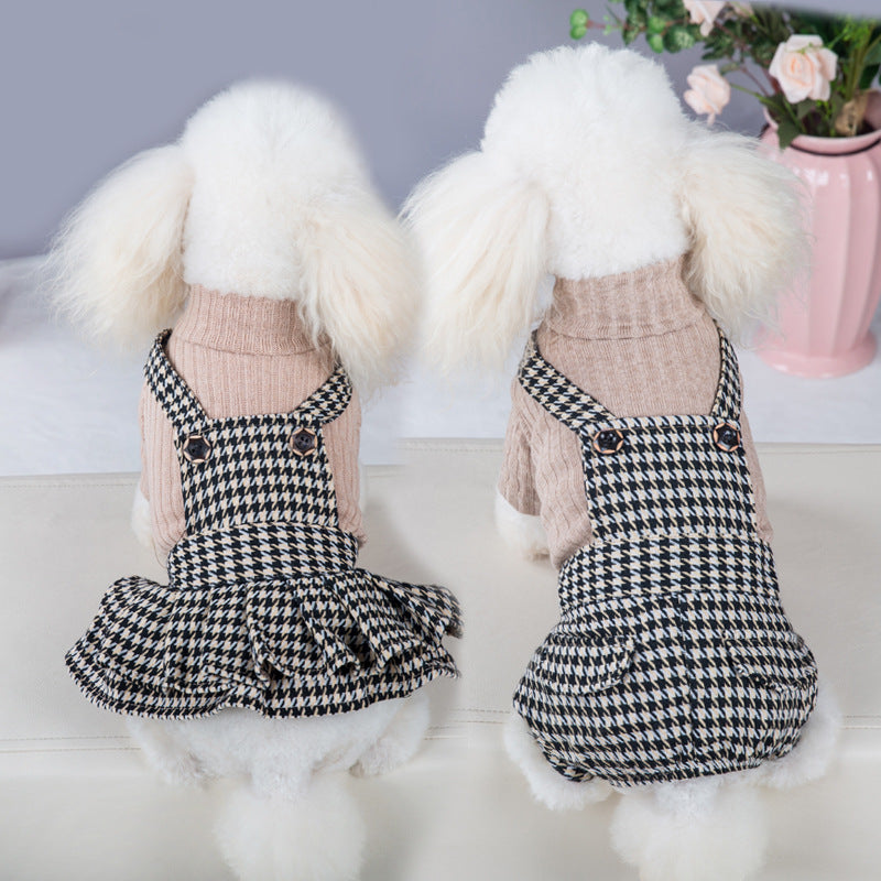 Small Dog Houndstooth Dress for Polished Pet Outings