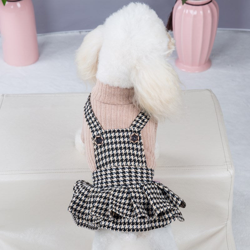 Small Dog Houndstooth Dress for Polished Pet Outings