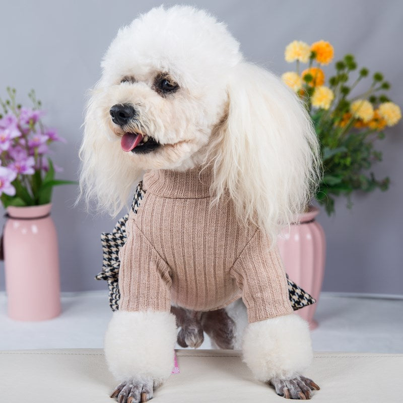Small Dog Houndstooth Dress for Polished Pet Outings