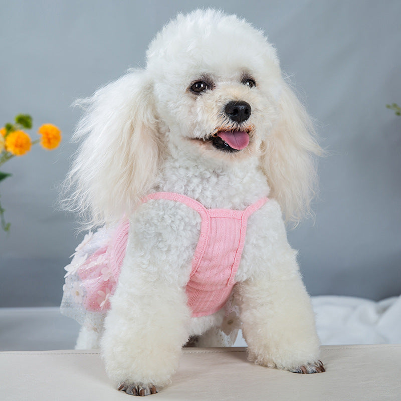 Small Dog Summer Dress – Lightweight Floral Tulle Skirt