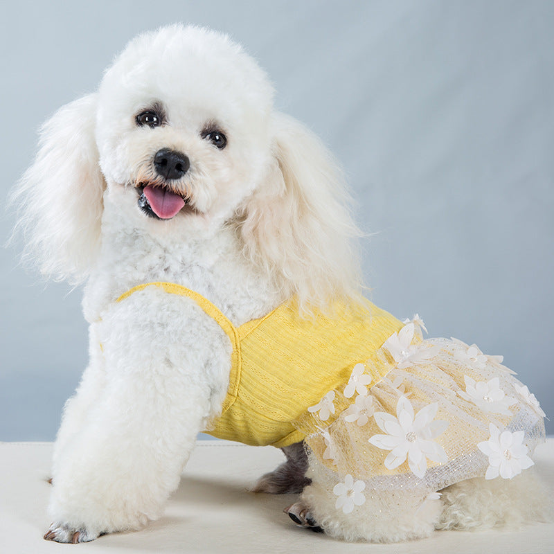 Small Dog Summer Dress – Lightweight Floral Tulle Skirt