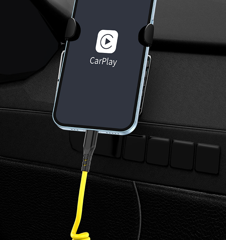 60W Fast Spring Car Charging Cable, Elbow Connector