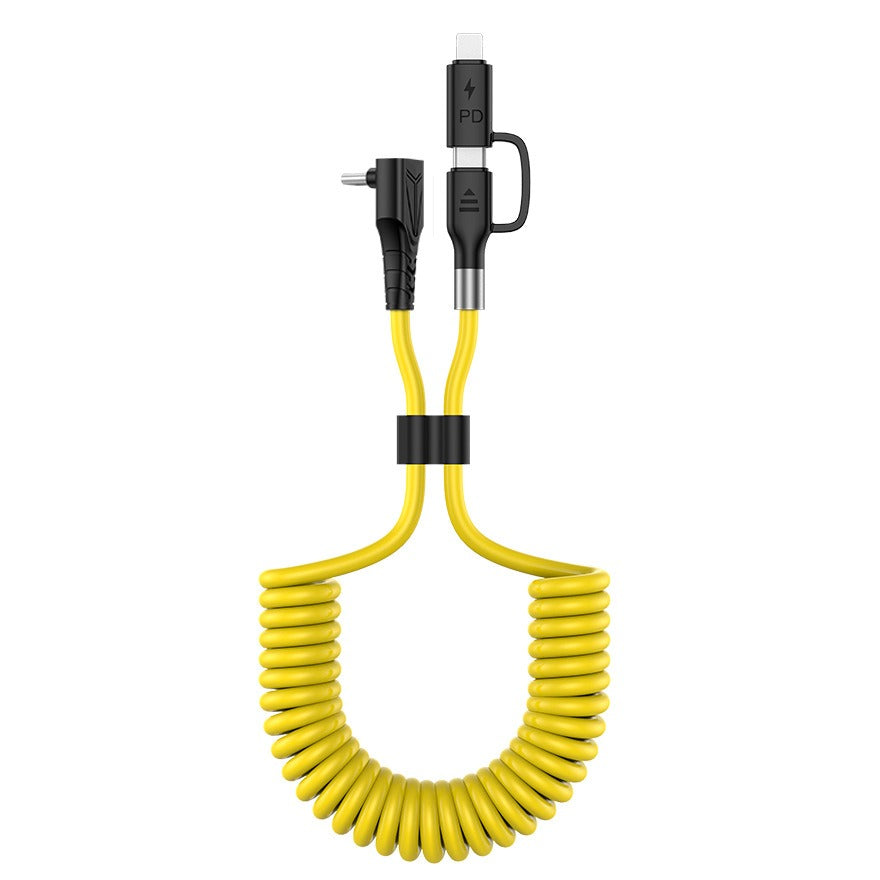 60W Fast Spring Car Charging Cable, Elbow Connector