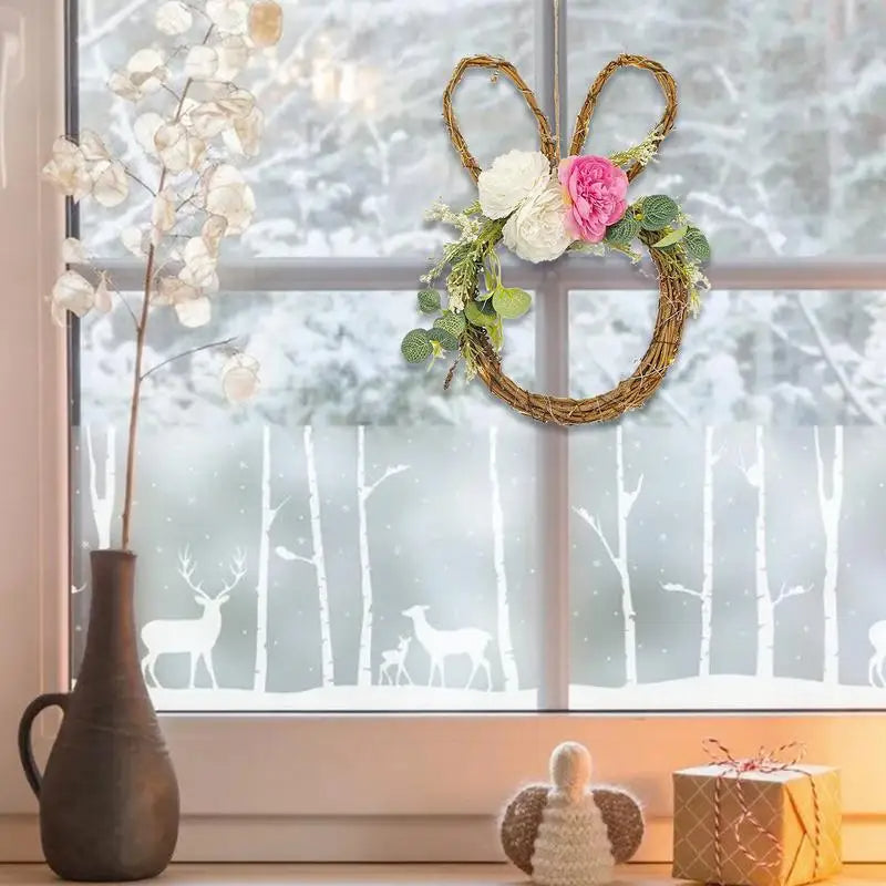 Easter Bunny Wreath Light-Up Spring Door Decor Accent