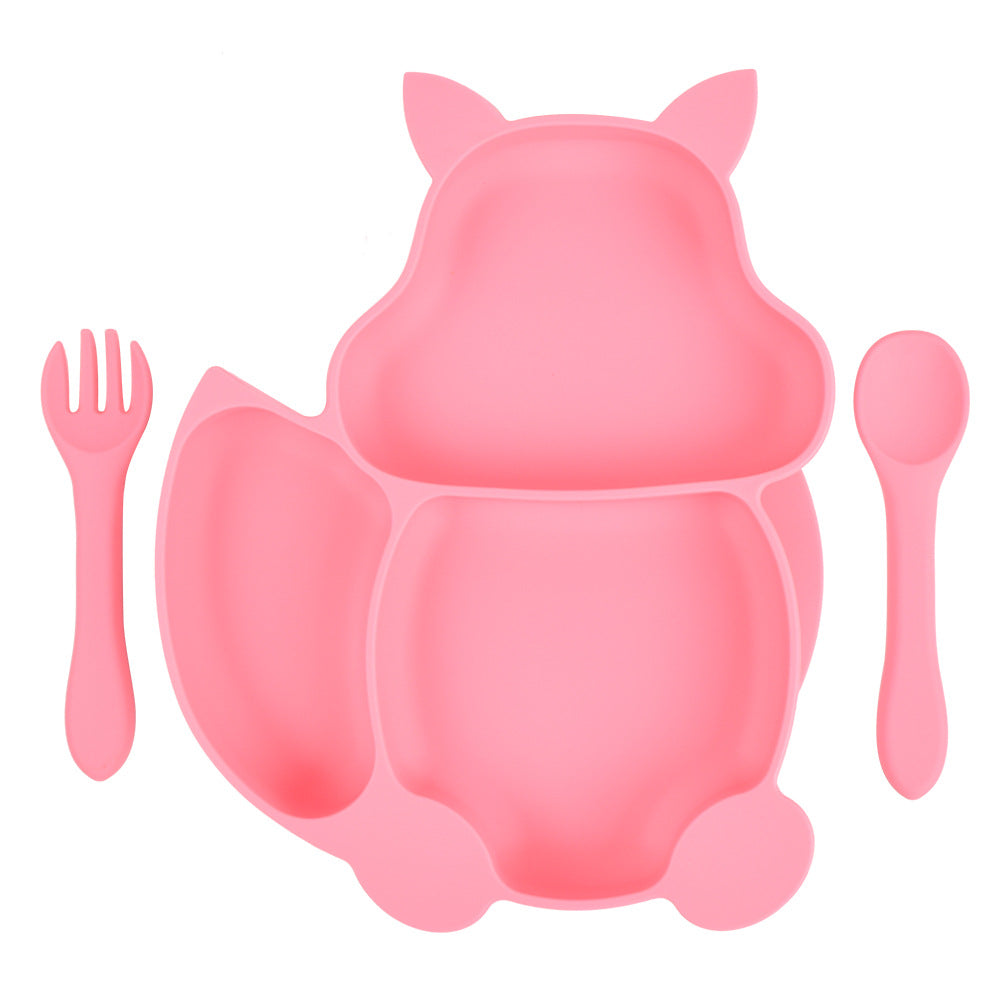 Squirrel Silicone Baby Plate Set for Tidy Mealtimes