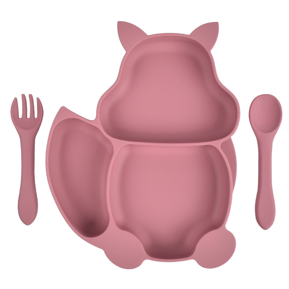 Squirrel Silicone Baby Plate Set for Tidy Mealtimes