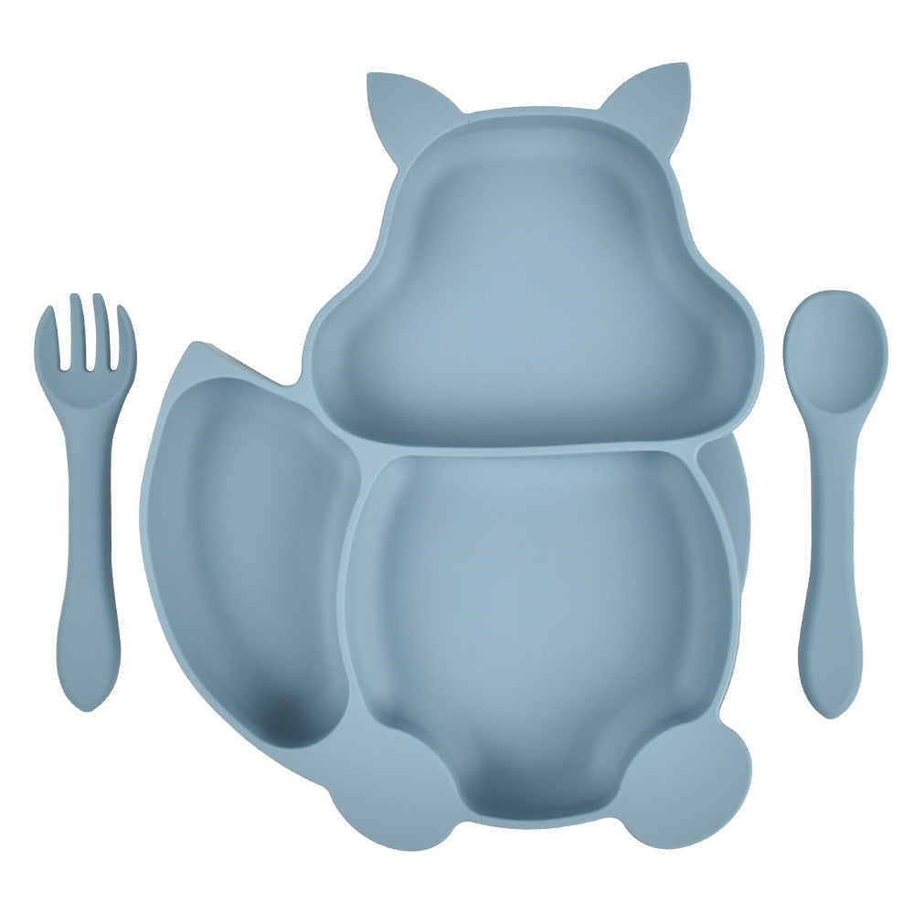 Squirrel Silicone Baby Plate Set for Tidy Mealtimes
