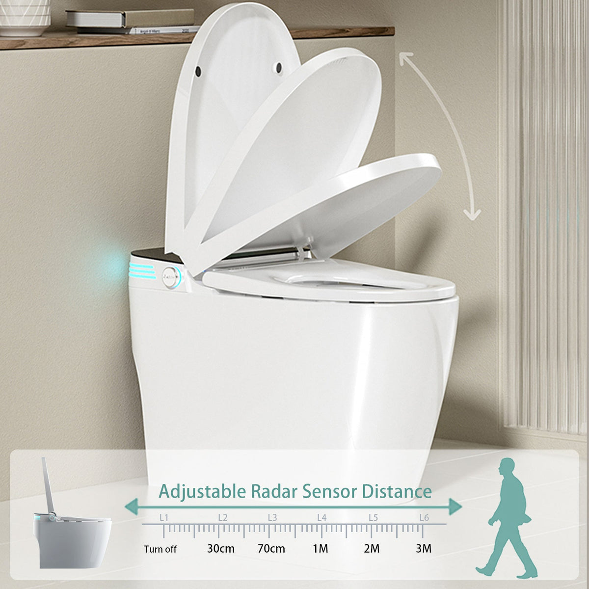 Smart Toilet with Heated Seat, Auto Lid and 1.28GPF Flush