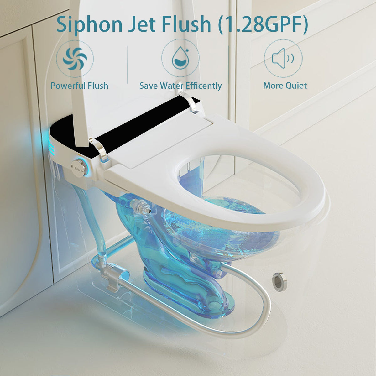 Smart Toilet with Heated Seat, Auto Lid and 1.28GPF Flush
