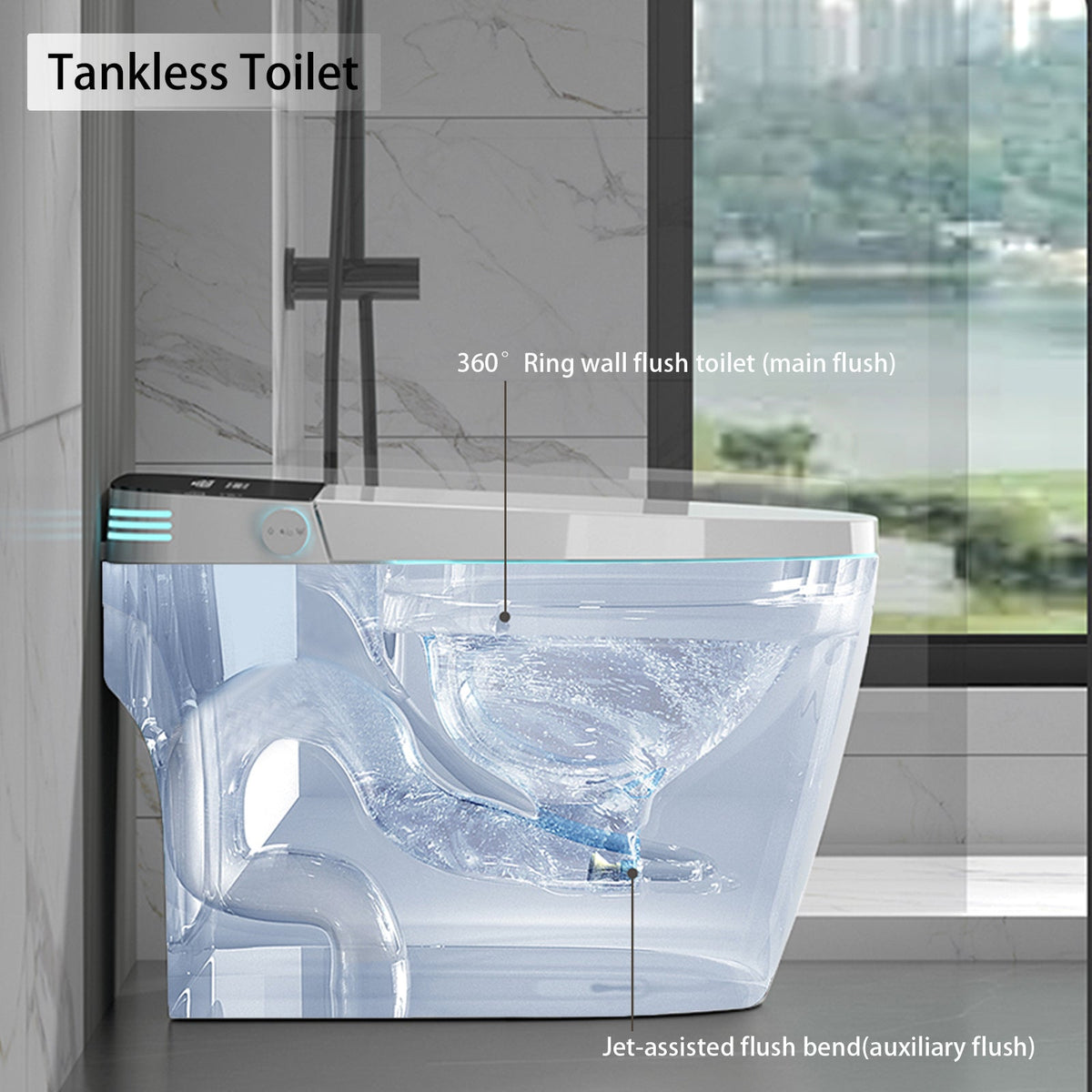 Smart Toilet with Heated Seat, Auto Lid and 1.28GPF Flush