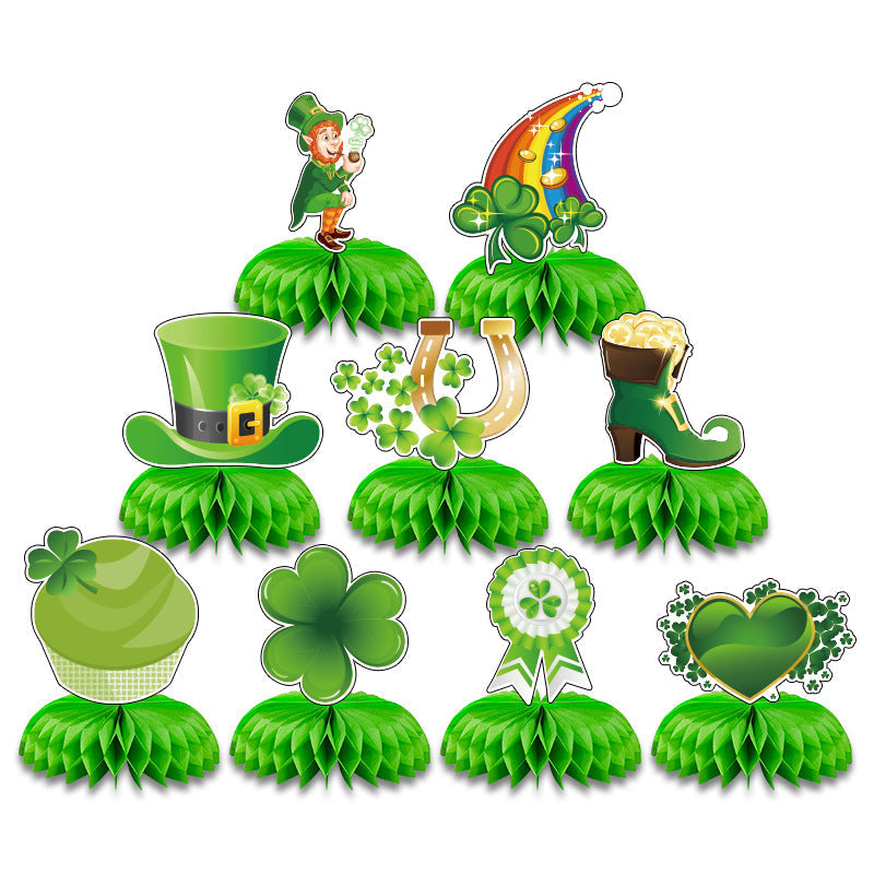 St. Patrick's Honeycomb Table Decorations, Festive Green