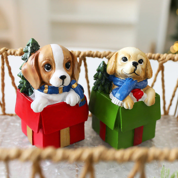 Christmas Puppy Ornament Set for Festive Holiday Displays
