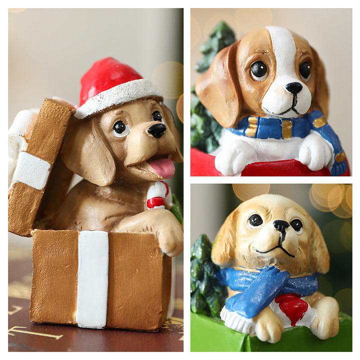 Christmas Puppy Ornament Set for Festive Holiday Displays