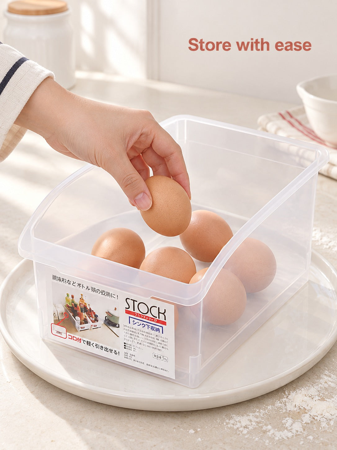 Stackable Clear Fridge Bin for Fruit, Vegetables & Eggs