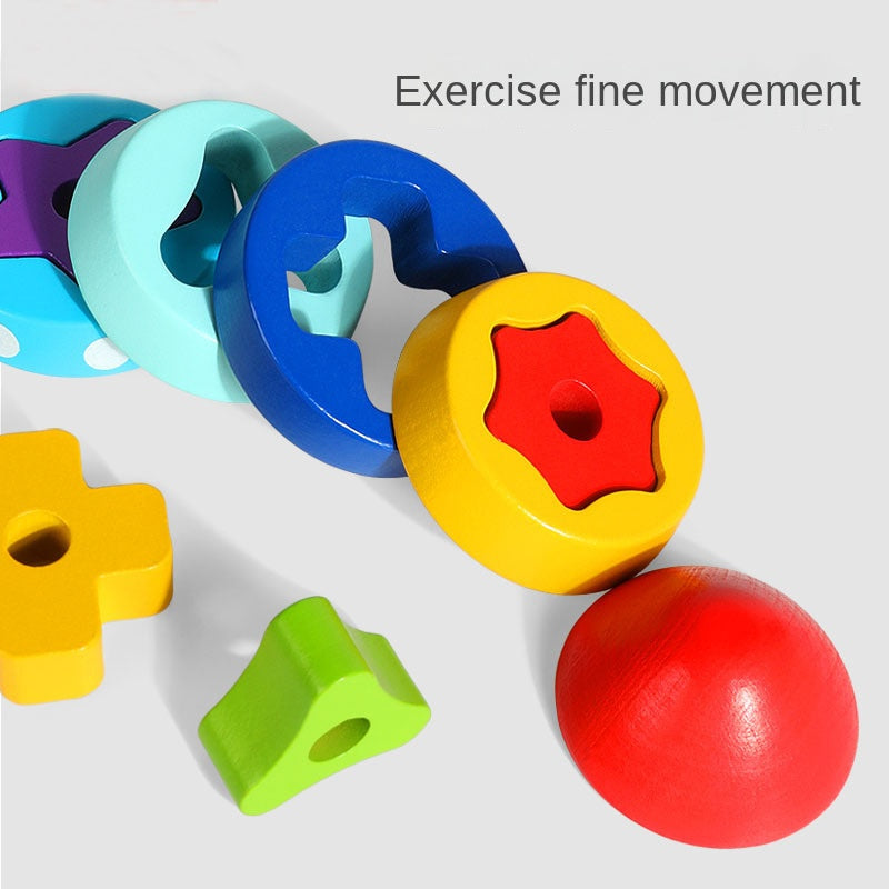 Wooden Rocket Stacking Toy for Fine Motor Skill Play