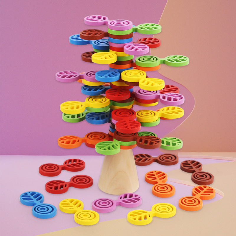Wooden Stacking Tree Balance Toy for Screen-Free Play